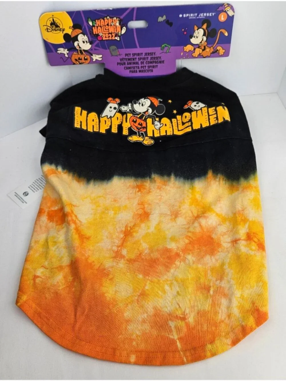 Disney Pet Spirit Jersey Large Dog Shirt Happy Halloween Mickey Mouse Black Oran